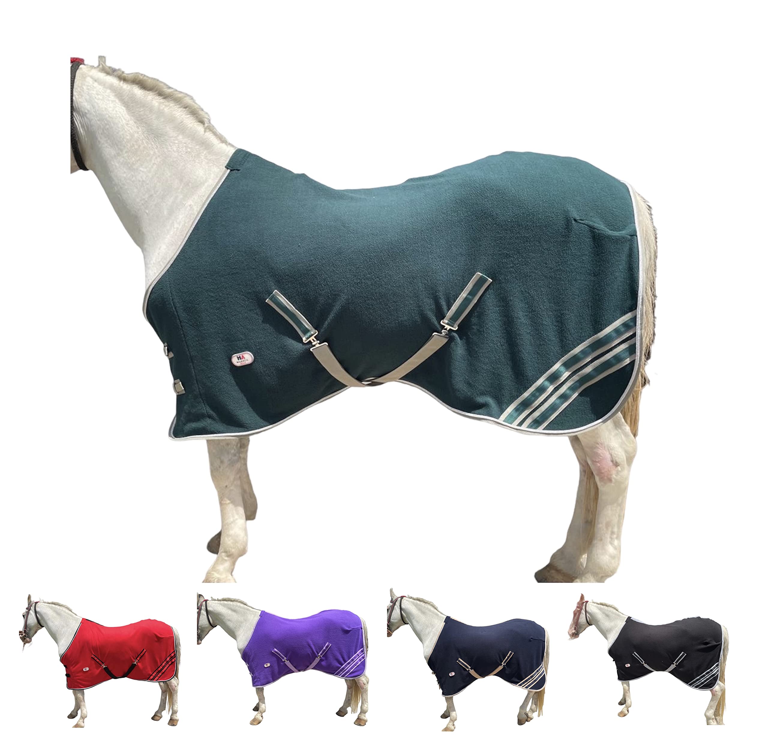 Majestic Ally Anti Pill Fleece Horse Blanket/Sheet with Silver Braided Rope, fleece cooler rug sized 78"
