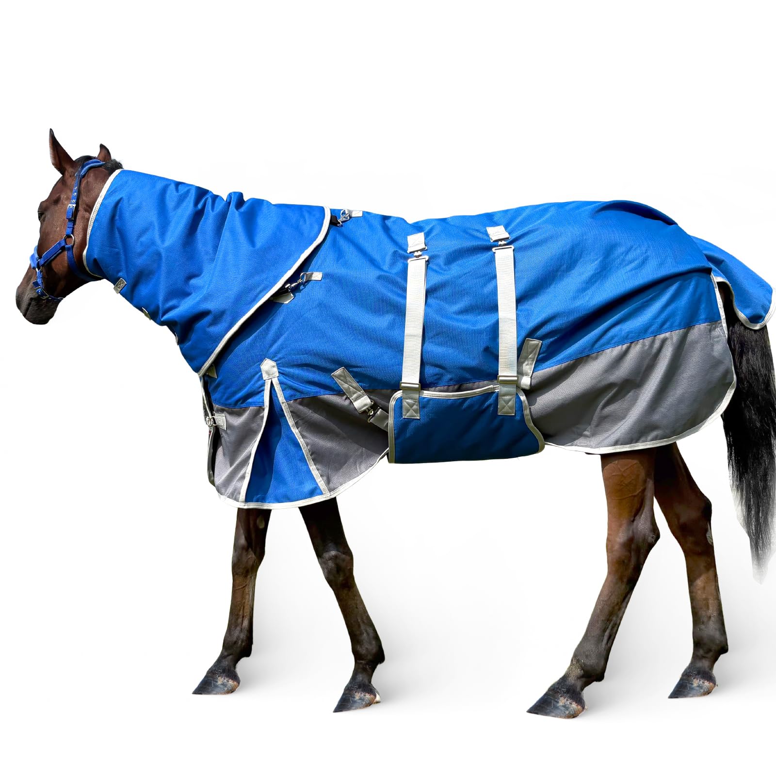 Horse Blankets for Real Horses Winter Horse Turnout Blanket Waterproof 1200D 260g Medium Weight Horse Blanket with Neck Cover Detachable, medium-weight turnout rug sized standard